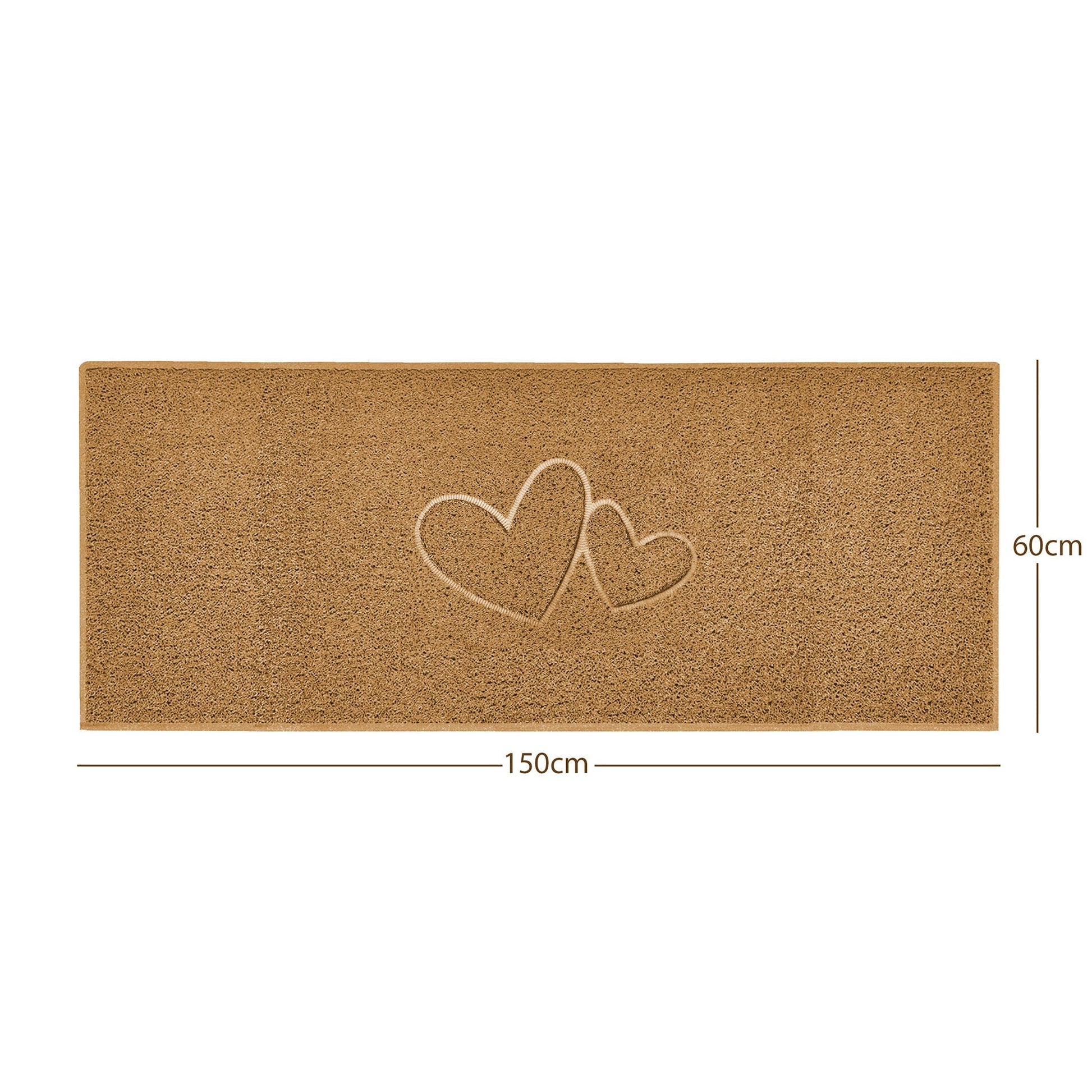 "Double Heart" Embossed Loofah Textured Spaghetti Doormat - plants - express.com