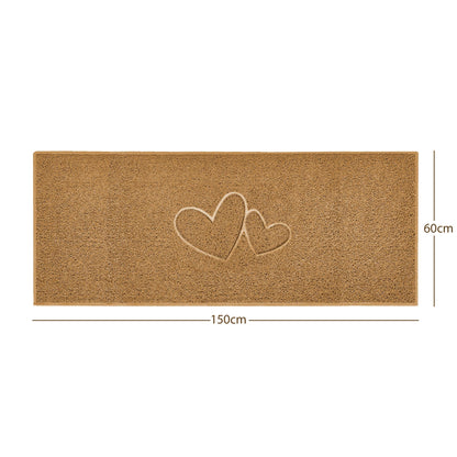 "Double Heart" Embossed Loofah Textured Spaghetti Doormat - plants - express.com