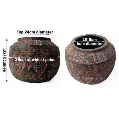 Elegance Redefined: 27cm Aztec Diamond Hand - Finished Large Planter - plants - express.com