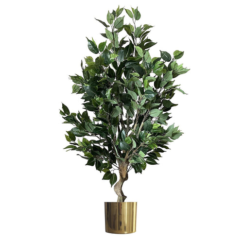 Elegant 100cm Premium Artificial Ficus Twist Tree with Gold Planter - plants - express.com