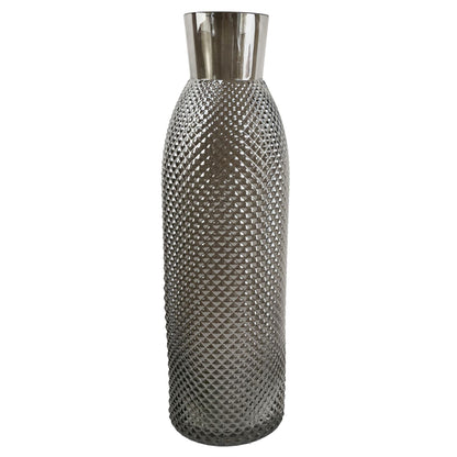 Elegant 100cm White Lily & Fern Arrangement with Smoke Grey Vase - plants - express.com