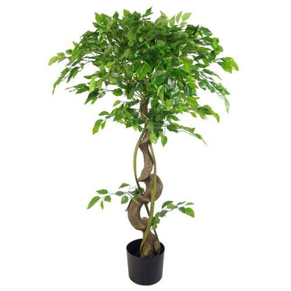 Elegant 120cm Twisted Ficus Tree - Lush, Assembled Artificial Evergreen - plants - express.com
