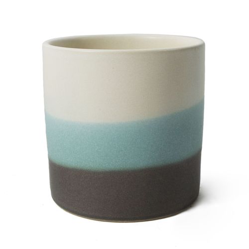 Elegant 12cm Blue Sand Stripe Ceramic Planter for Stylish Indoor Plants - plants - express.com