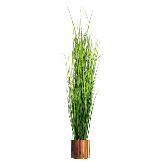 Elegant 130cm Artificial Onion Grass in Stylish Copper Metal Planter - plants - express.com
