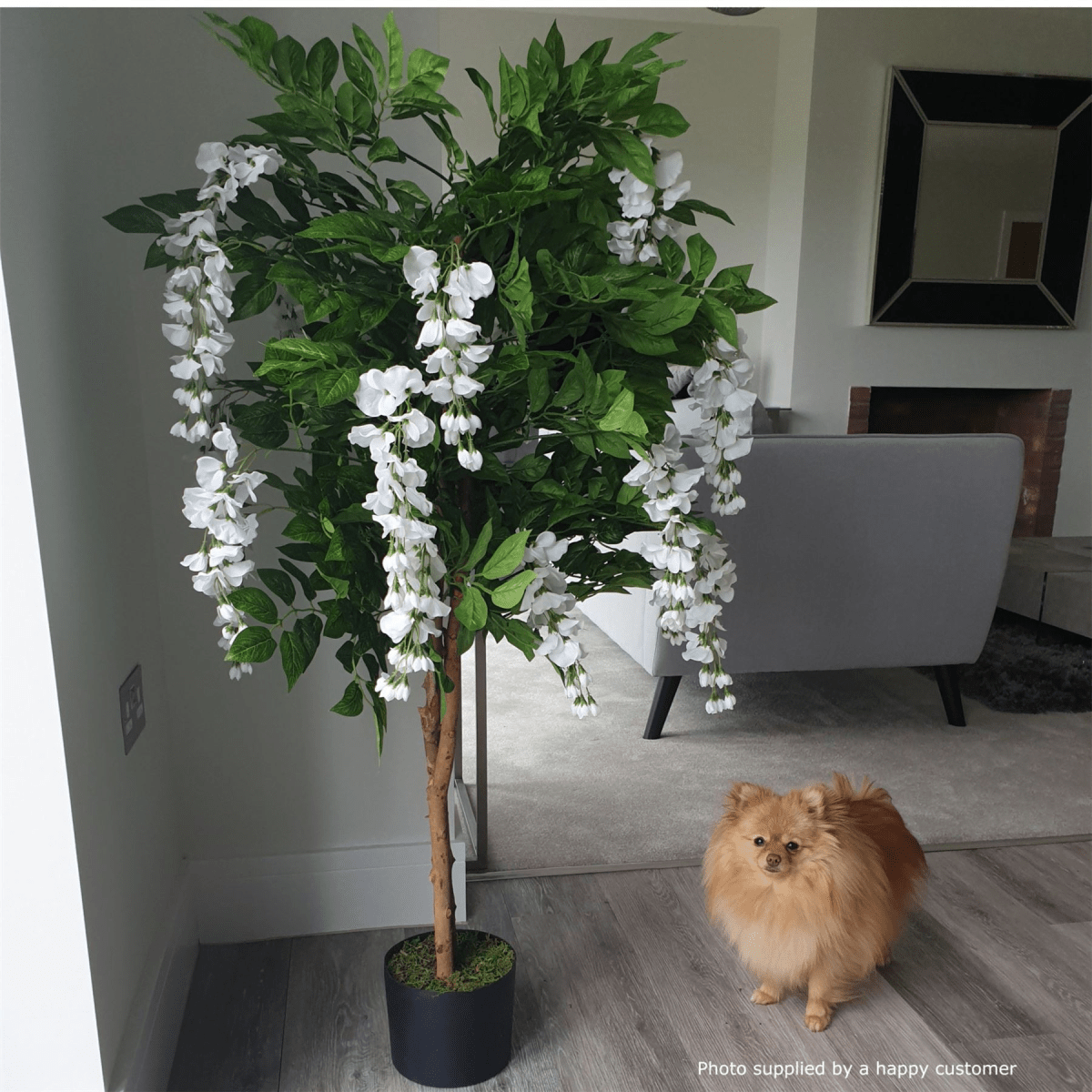 Elegant 130cm White Wisteria Tree with Premium Copper Planter - Luxe Decor! - plants - express.com