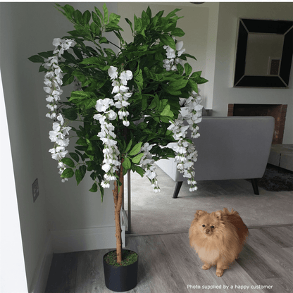 Elegant 130cm White Wisteria Tree with Premium Copper Planter - Luxe Decor! - plants - express.com