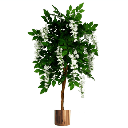 Elegant 130cm White Wisteria Tree with Premium Copper Planter - Luxe Decor! - plants - express.com