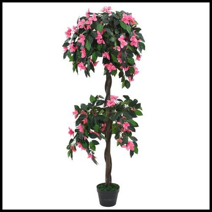 Elegant 155 cm Artificial Rhododendron Plant in Stylish Pot - Green & Pink - plants - express.com