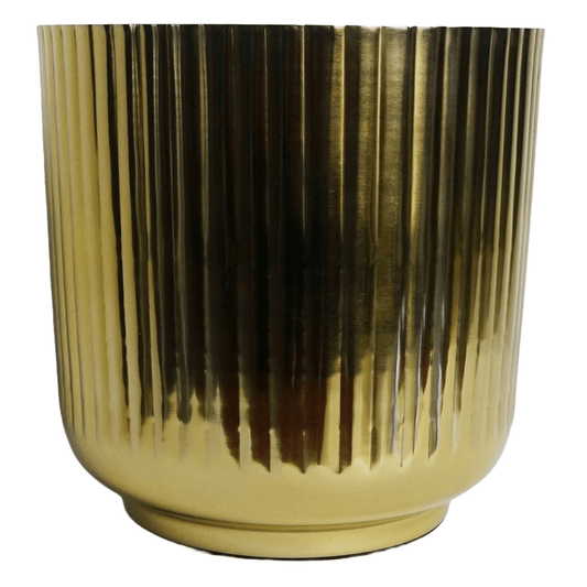 Elegant 20cm Gold Fluted Metal Planter - Handmade & Unique Charm - plants - express.com