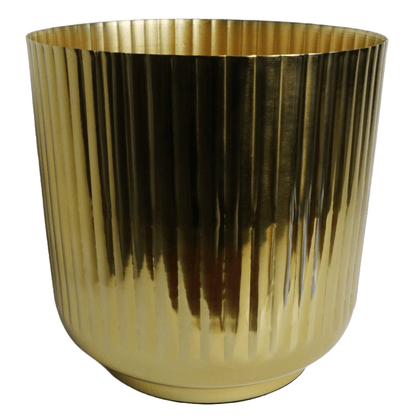 Elegant 20cm Gold Fluted Metal Planter - Handmade & Unique Charm - plants - express.com