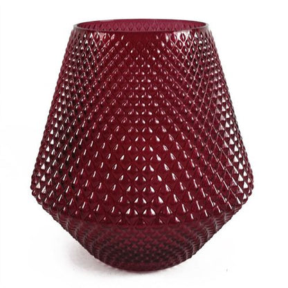 Elegant 23cm Pink Diamond Embossed Glass Vase for Flowers - plants - express.com