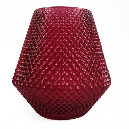 Elegant 23cm Pink Diamond - Embossed Glass Vase - Perfect for Floral Displays! - plants - express.com