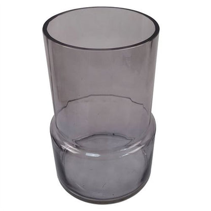 Elegant 26cm Grey Smoke Glass Vase - Ideal for Fresh or Artificial Flowers - plants - express.com