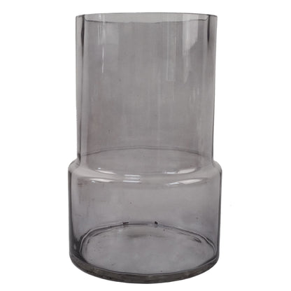 Elegant 26cm Grey Smoke Glass Vase - Ideal for Fresh or Artificial Flowers - plants - express.com