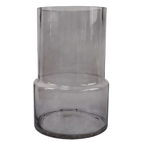 Elegant 26cm Grey Smoke Glass Vase - Ideal for Fresh or Artificial Flowers - plants - express.com