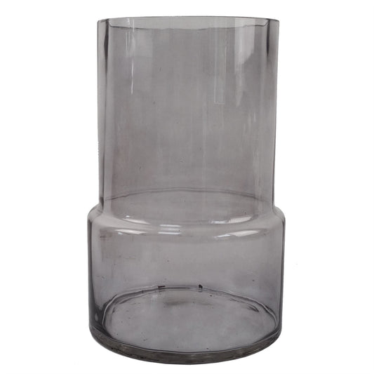 Elegant 26cm Grey Smoke Glass Vase - Ideal for Fresh or Artificial Flowers - plants - express.com