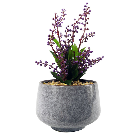 Elegant 28cm Ceramic Blue Planter with Lifelike Purple Vitex Negundo Plant - plants - express.com