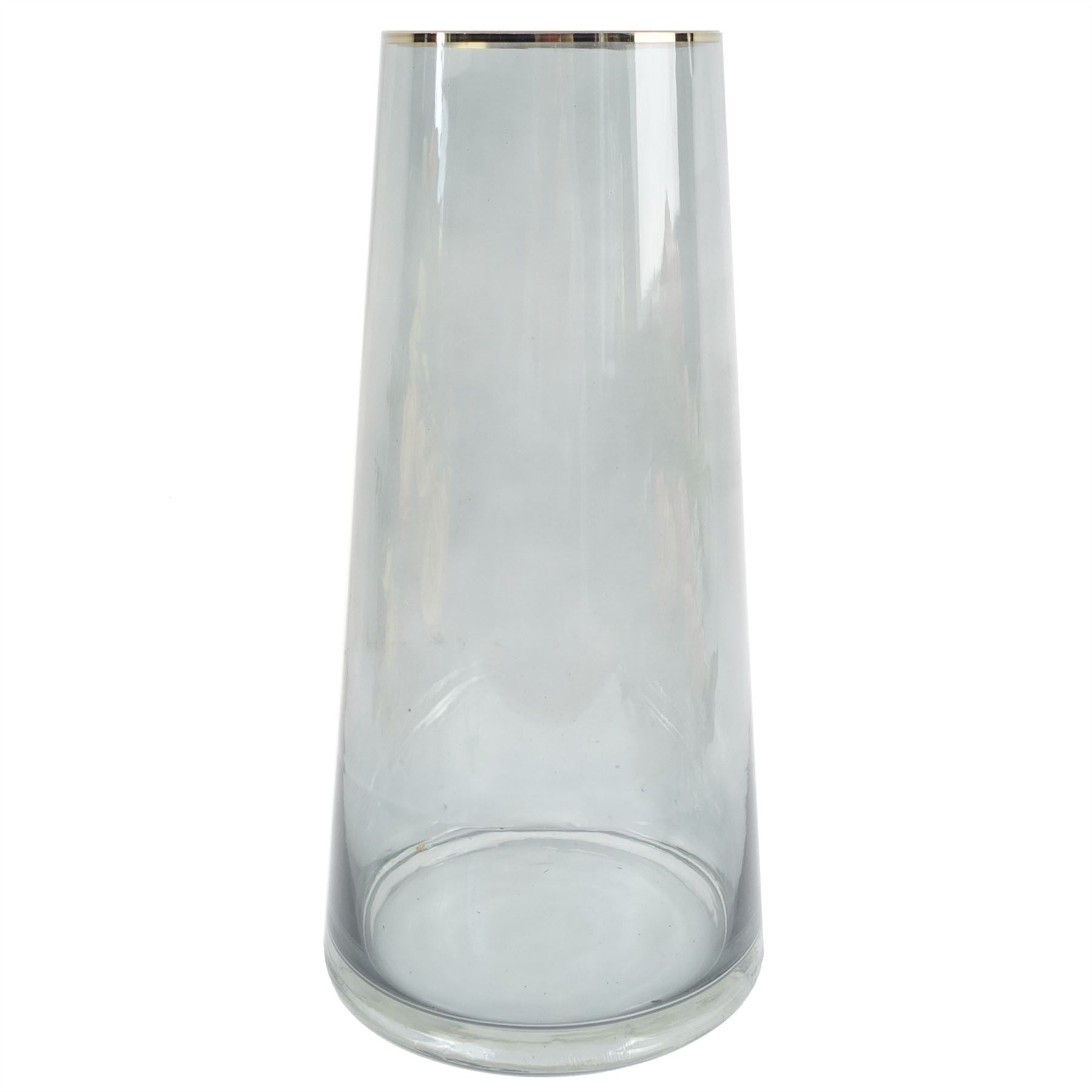 Elegant 28cm Gold Rim Smoke Grey Glass Vase – Perfect for Any Floral Display - plants - express.com