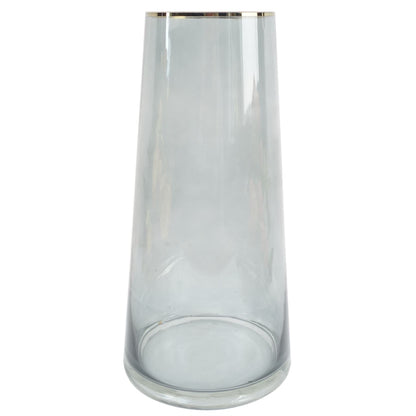 Elegant 28cm Gold Rim Smoke Grey Glass Vase – Perfect for Any Floral Display - plants - express.com