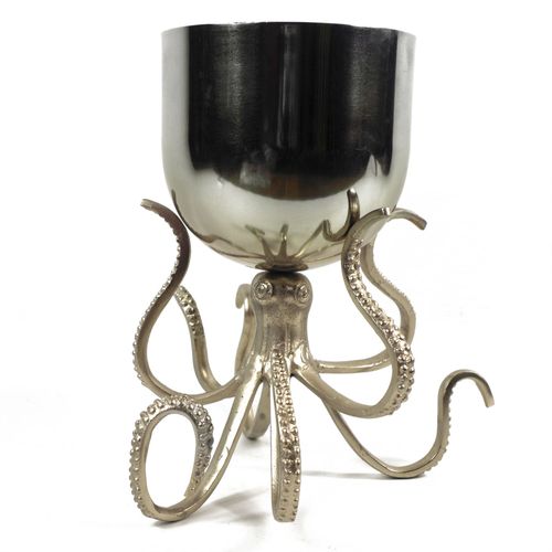 Elegant 28cm Silver Metal Octopus Planter - Unique Handcrafted Home Décor - plants - express.com