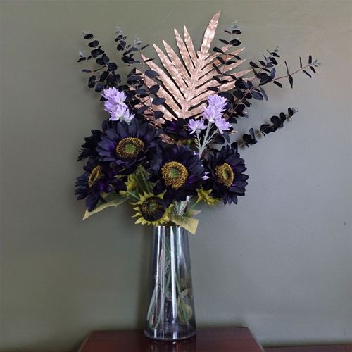 Elegant 28cm Smoke Grey Glass Vase with Luxurious Gold Rim - plants - express.com
