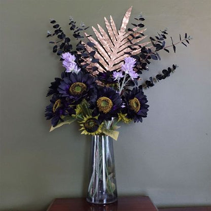 Elegant 28cm Smoke Grey Glass Vase with Luxurious Gold Rim - plants - express.com
