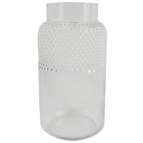 Elegant 29cm Hand Finished Clear Glass Diamond Vase for Stunning Floral Displays - plants - express.com