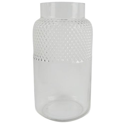 Elegant 29cm Hand Finished Clear Glass Diamond Vase for Stunning Floral Displays - plants - express.com