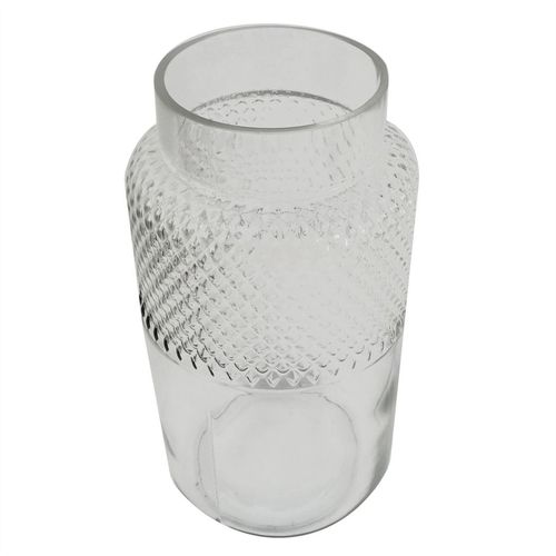 Elegant 29cm Hand Finished Clear Glass Diamond Vase for Stunning Floral Displays - plants - express.com