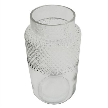 Elegant 29cm Hand Finished Clear Glass Diamond Vase for Stunning Floral Displays - plants - express.com