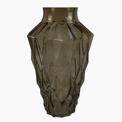 Elegant 30cm Brown Geometric Glass Vase - Ideal for Floral Arrangements - plants - express.com