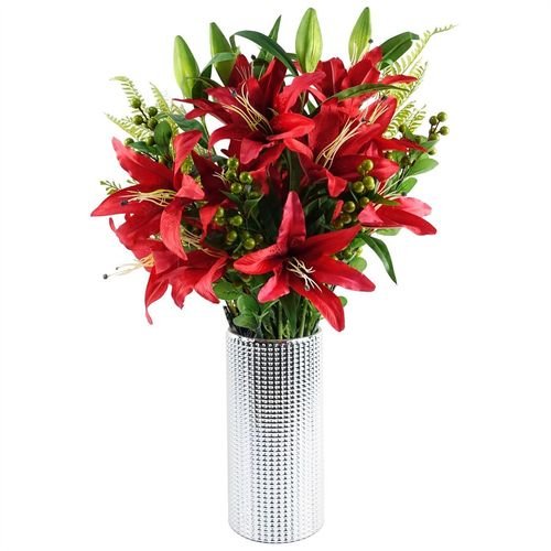Elegant 30cm Silver Dot Glass Vase - Perfect for Florals & Décor - plants - express.com