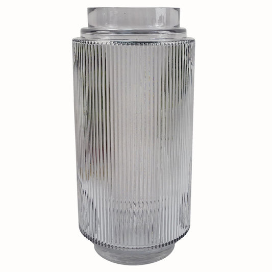 Elegant 31cm Clear Ridged Glass Vase - Perfect for Floral Displays - plants - express.com