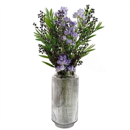 Elegant 31cm Clear Ridged Glass Vase - Perfect for Floral Displays - plants - express.com