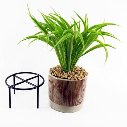 Elegant 35cm Faux Grass in Ceramic Planter with Stylish Metal Stand - plants - express.com