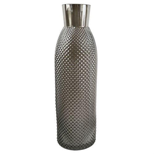 Elegant 50cm Smoke Grey Diamond Glass Vase - Perfect for Floral Arrangements - plants - express.com