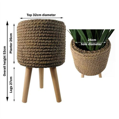 Elegant 53cm Seagrass - Style Large Fiberglass Planter - Perfect for Any Space! - plants - express.com