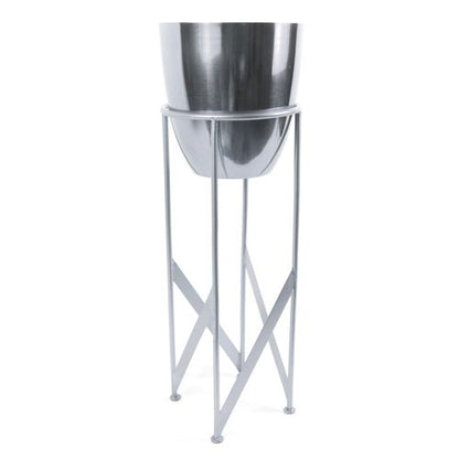 Elegant 55cm Silver Metal Planter with Stylish Stand – Indoor Charm Awaits! - plants - express.com