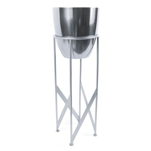 Elegant 55cm Silver Metal Planter with Stylish Stand – Indoor Charm Awaits! - plants - express.com