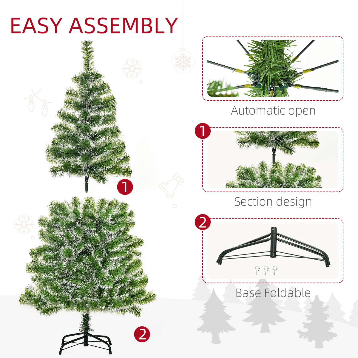 Elegant 5ft Artificial Christmas Tree with Metal Stand - Perfect Holiday Décor! - plants - express.com