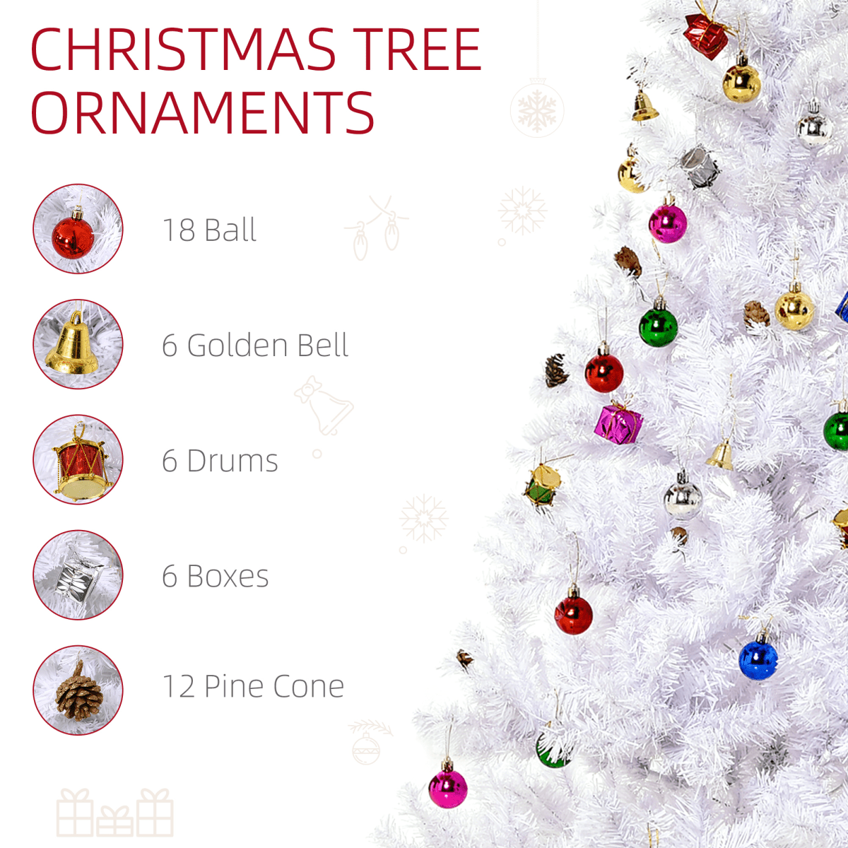Elegant 5ft White Snow Artificial Christmas Tree with Metal Stand & Decor - plants - express.com