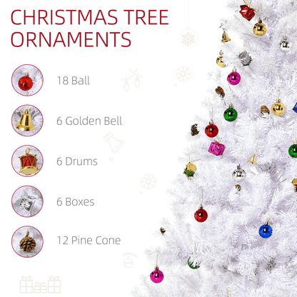Elegant 5ft White Snow Artificial Christmas Tree with Metal Stand & Decor - plants - express.com