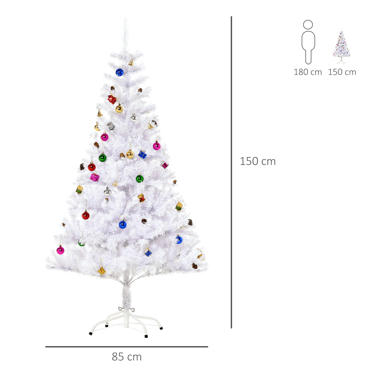 Elegant 5ft White Snow Artificial Christmas Tree with Metal Stand & Decor - plants - express.com