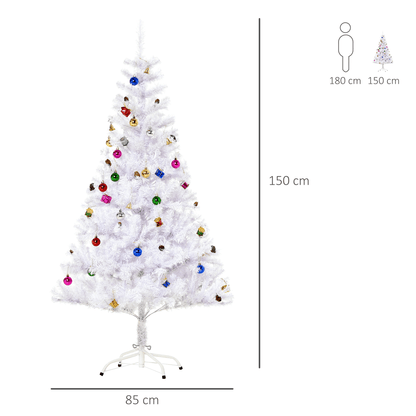 Elegant 5ft White Snow Artificial Christmas Tree with Metal Stand & Decor - plants - express.com