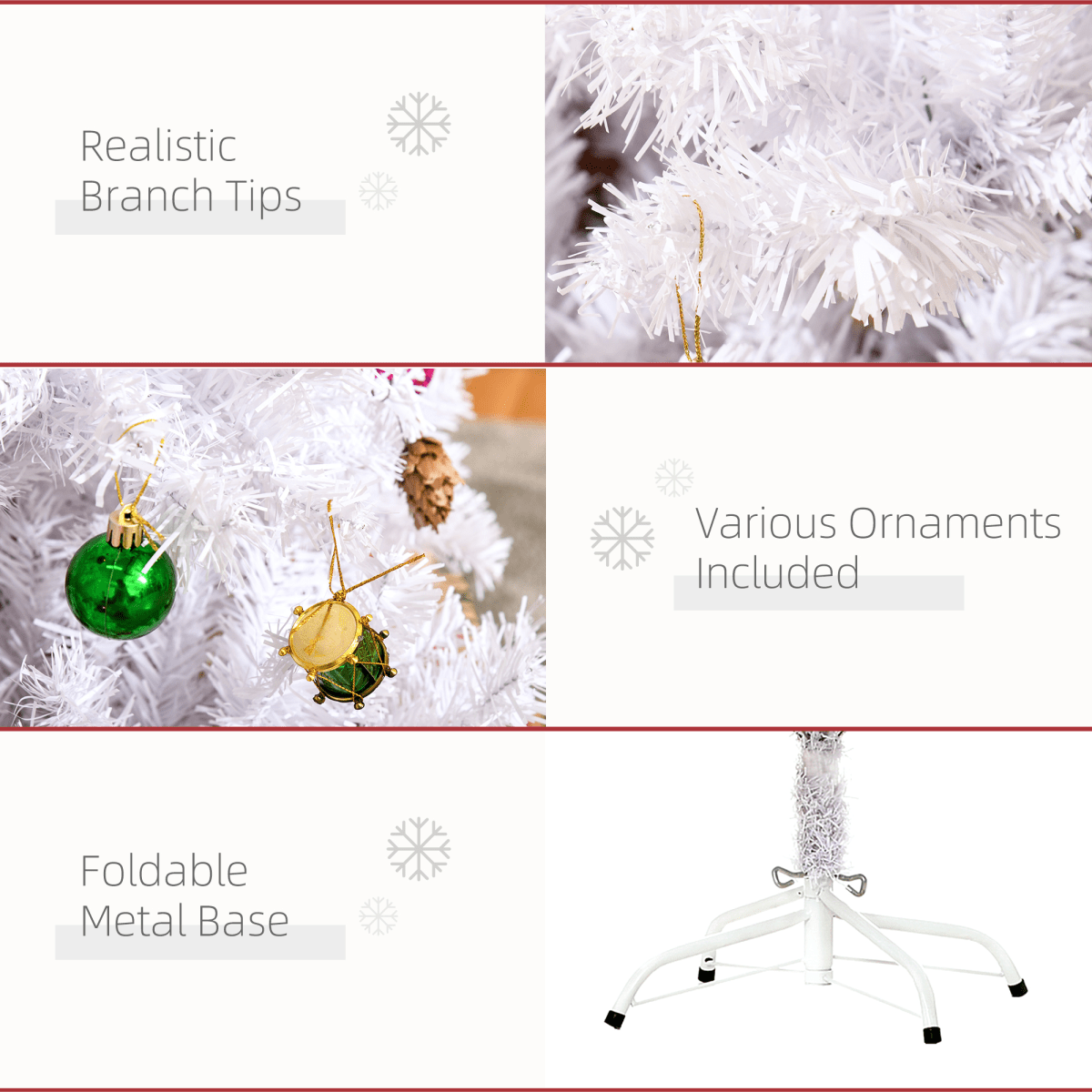 Elegant 5ft White Snow Artificial Christmas Tree with Metal Stand & Decor - plants - express.com