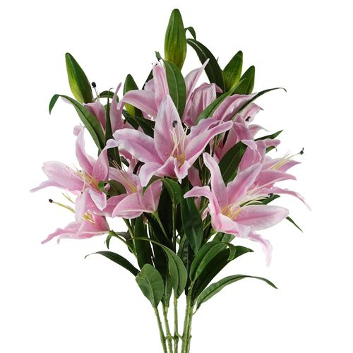 Elegant 6 - Pack Pink Lily Stems - 100cm Silk Flowers for Beautiful Arrangements - plants - express.com