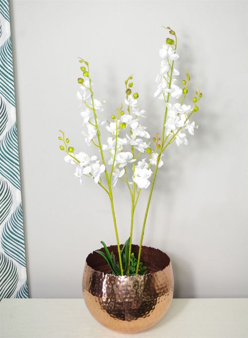 Elegant 60cm Triple Stem White Orchid - Luxe Artificial Plant Arrangement - plants - express.com