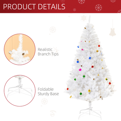 Elegant 6ft Snowy White Artificial Christmas Tree with Metal Stand & Ornaments - plants - express.com