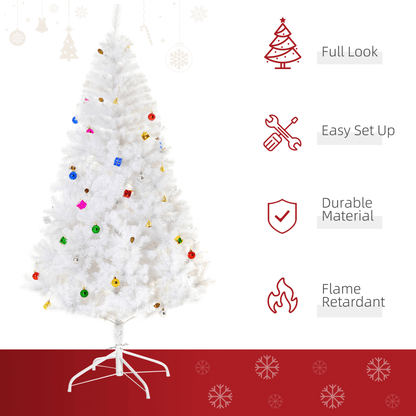 Elegant 6ft Snowy White Artificial Christmas Tree with Metal Stand & Ornaments - plants - express.com
