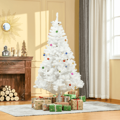 Elegant 6ft Snowy White Artificial Christmas Tree with Metal Stand & Ornaments - plants - express.com